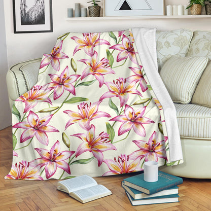 Lily Pattern Print Design LY011 Fleece Blanket