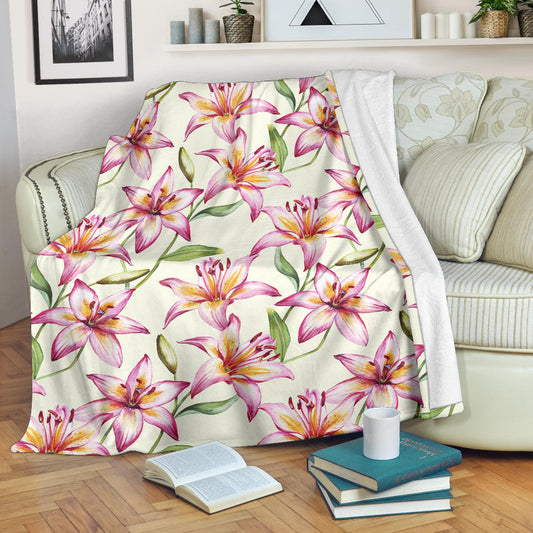 Lily Pattern Print Design LY011 Fleece Blanket