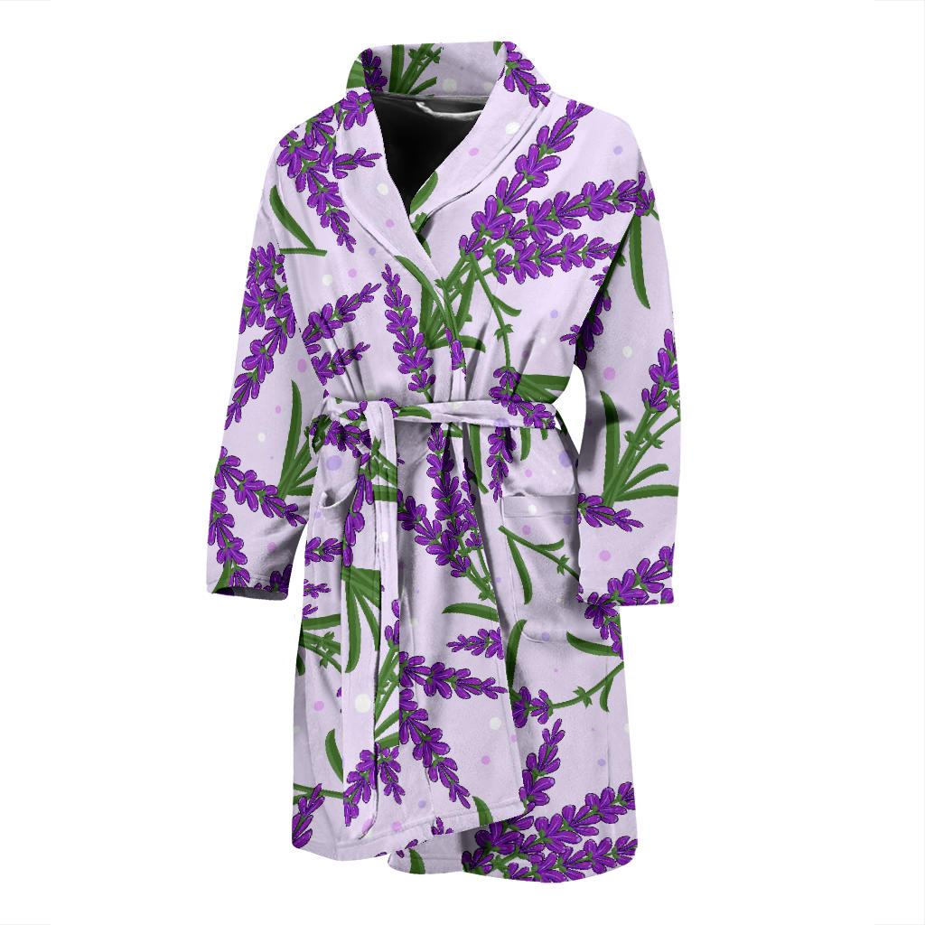Lavender Pattern Print Design LV02 Men Bathrobe