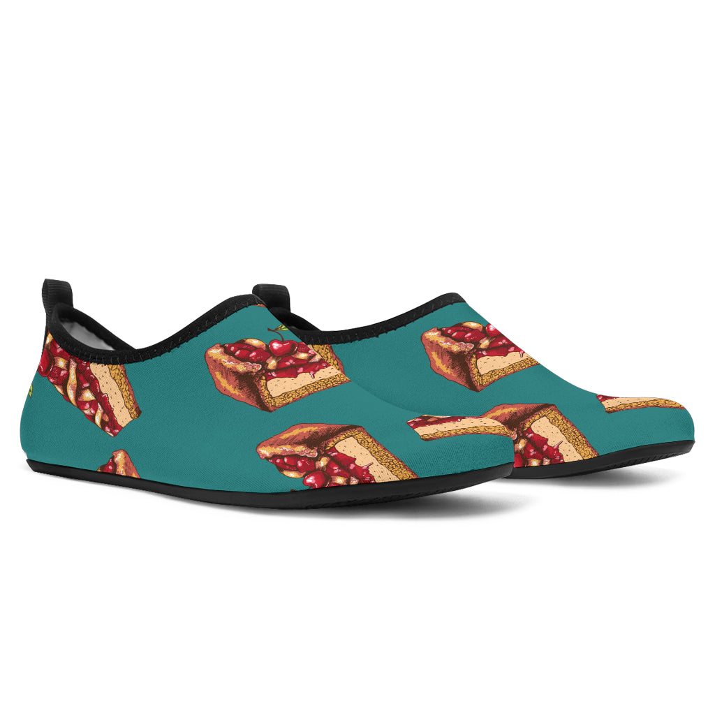 Cheesecake Cherry Pattern Print Design CK03 Aqua Water Shoes