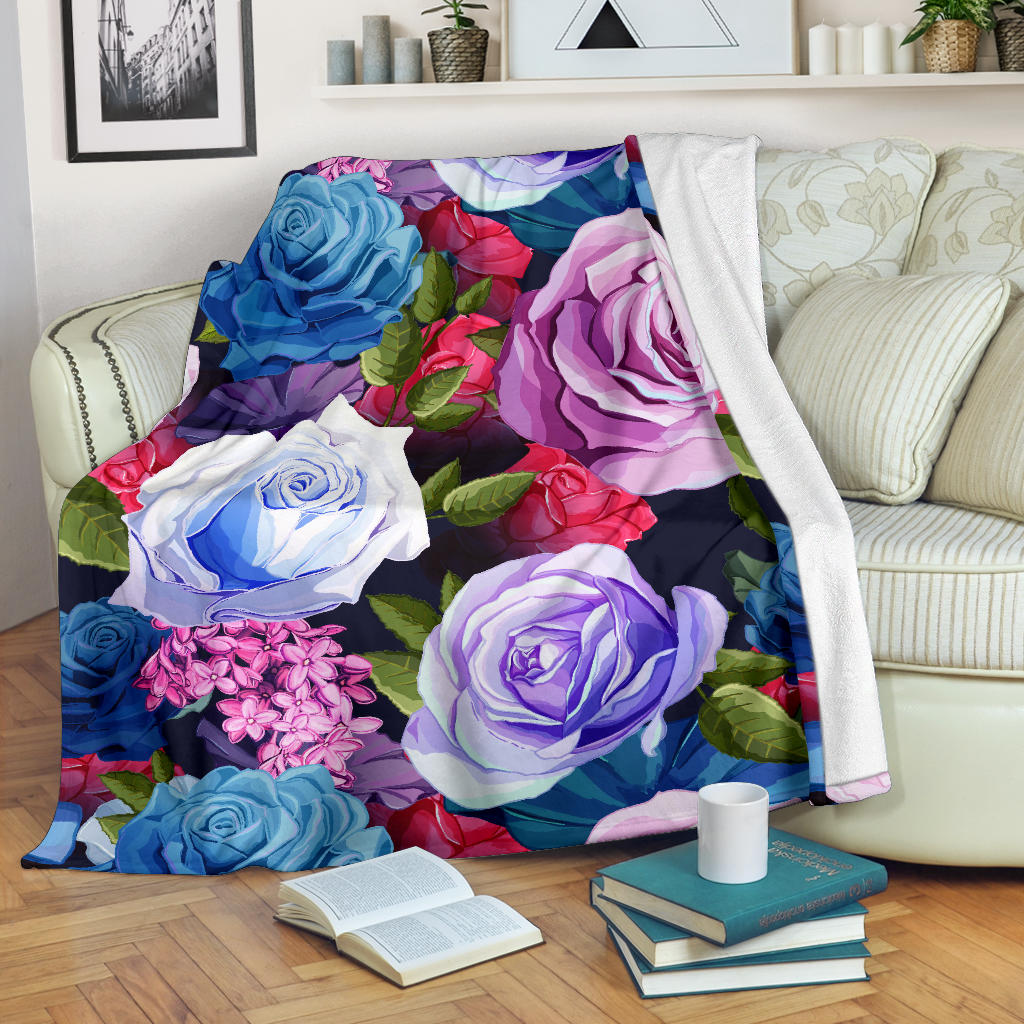 Rose Pattern Print Design RO09 Fleece Blanket