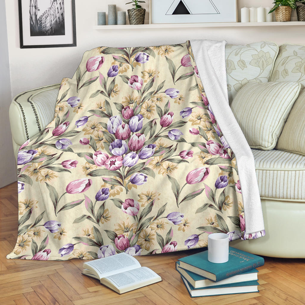 Tulip Pattern Print Design TP04 Fleece Blanket