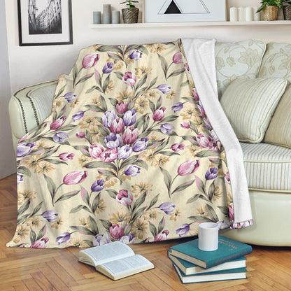 Tulip Pattern Print Design TP04 Fleece Blanket