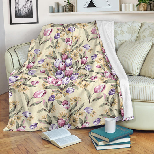 Tulip Pattern Print Design TP04 Fleece Blanket