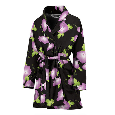 Morning Glory Pattern Print Design MG02 Women Bathrobe