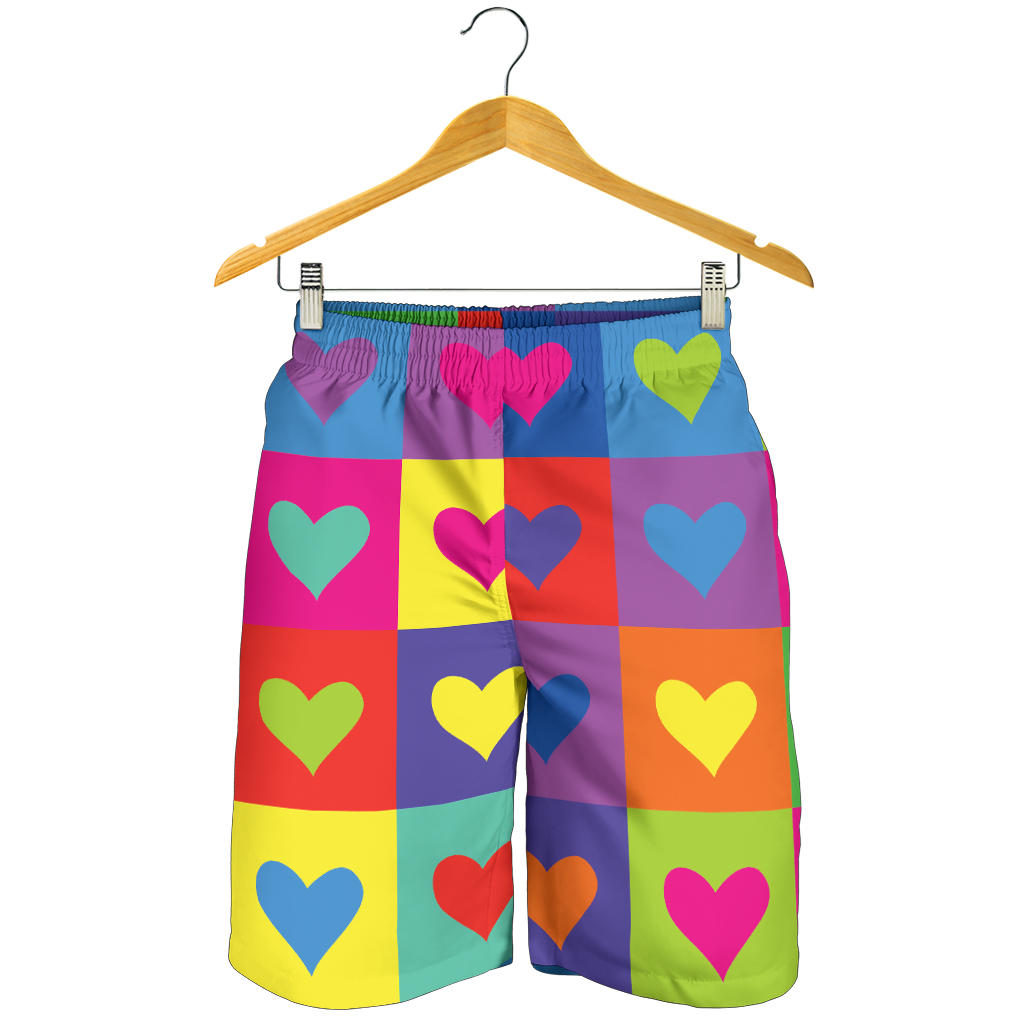 Pop Art Heart Pattern Print Design A01 Mens Shorts