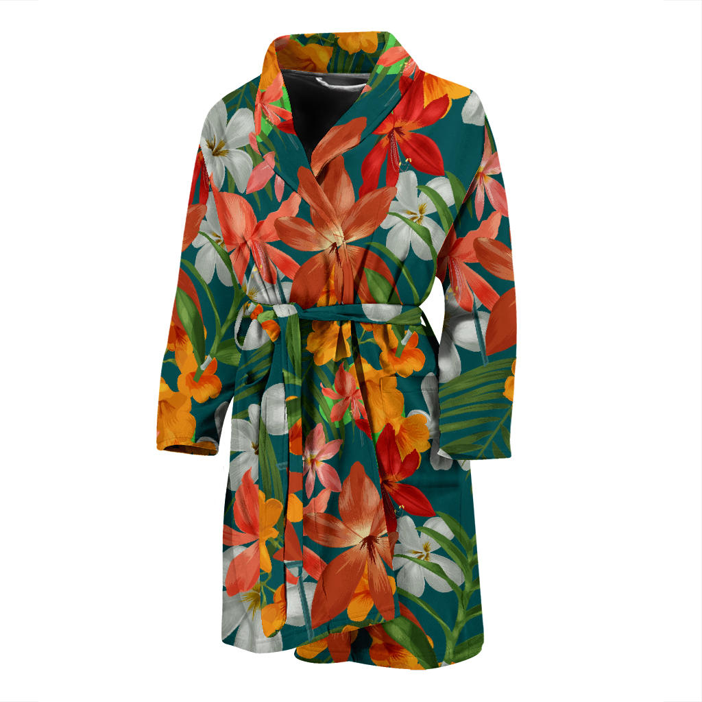 Amaryllis Pattern Print Design AL06 Men Bathrobe