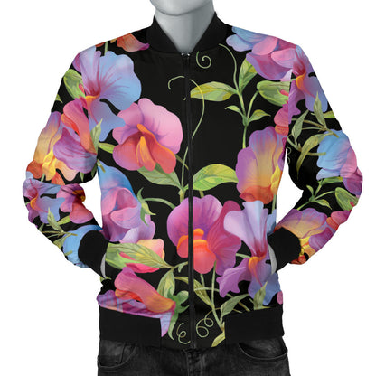 Peony Pattern Print Design PE012 Men Bomber Jacket