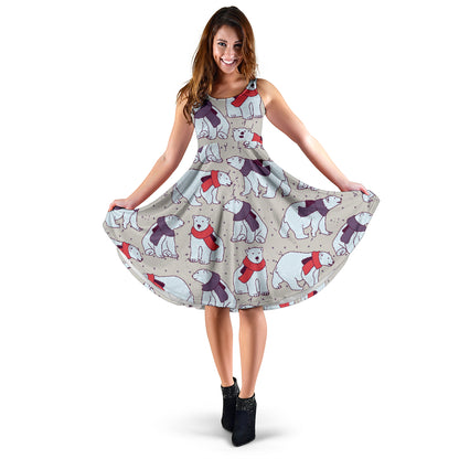 Polar Bear Pattern Print Design PB04 Midi Dress