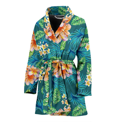 Plumeria Tropical Flower Design Print Women Bathrobe