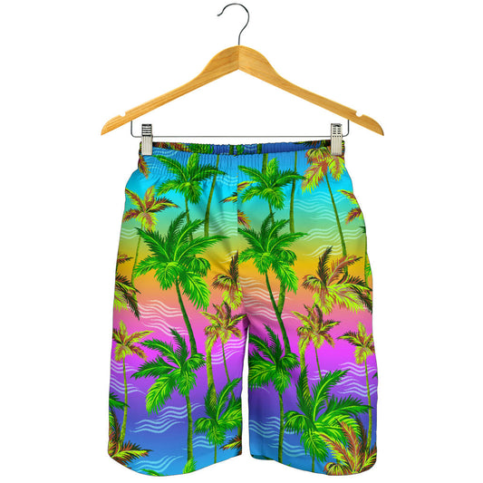 Palm Tree Rainbow Pattern Mens Shorts
