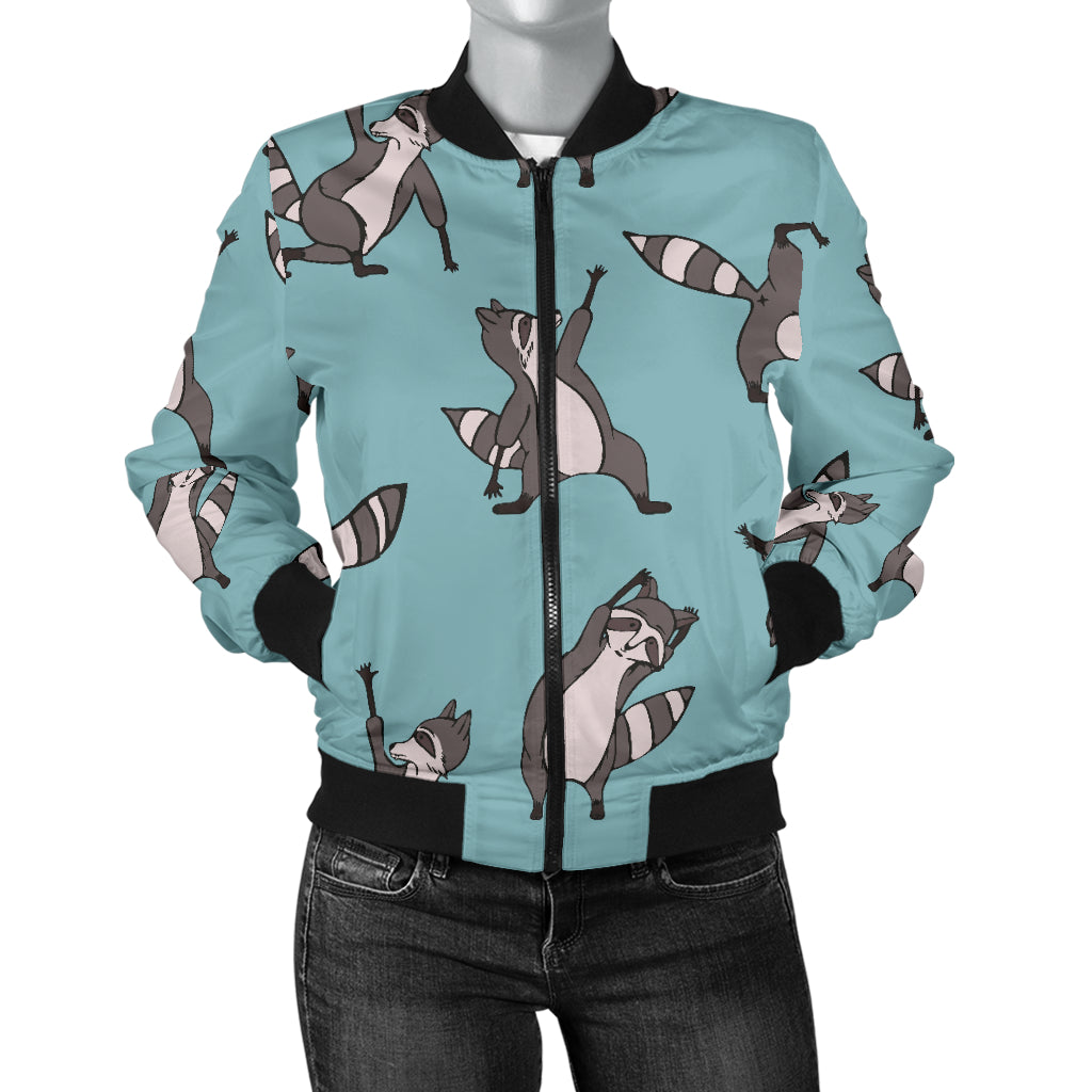 Raccoon Pattern Print Design A07 Women's Bomber Jacket