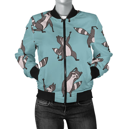 Raccoon Pattern Print Design A07 Women's Bomber Jacket