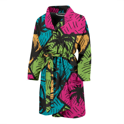 Palm Tree Pattern Print Design PT09 Men Bathrobe