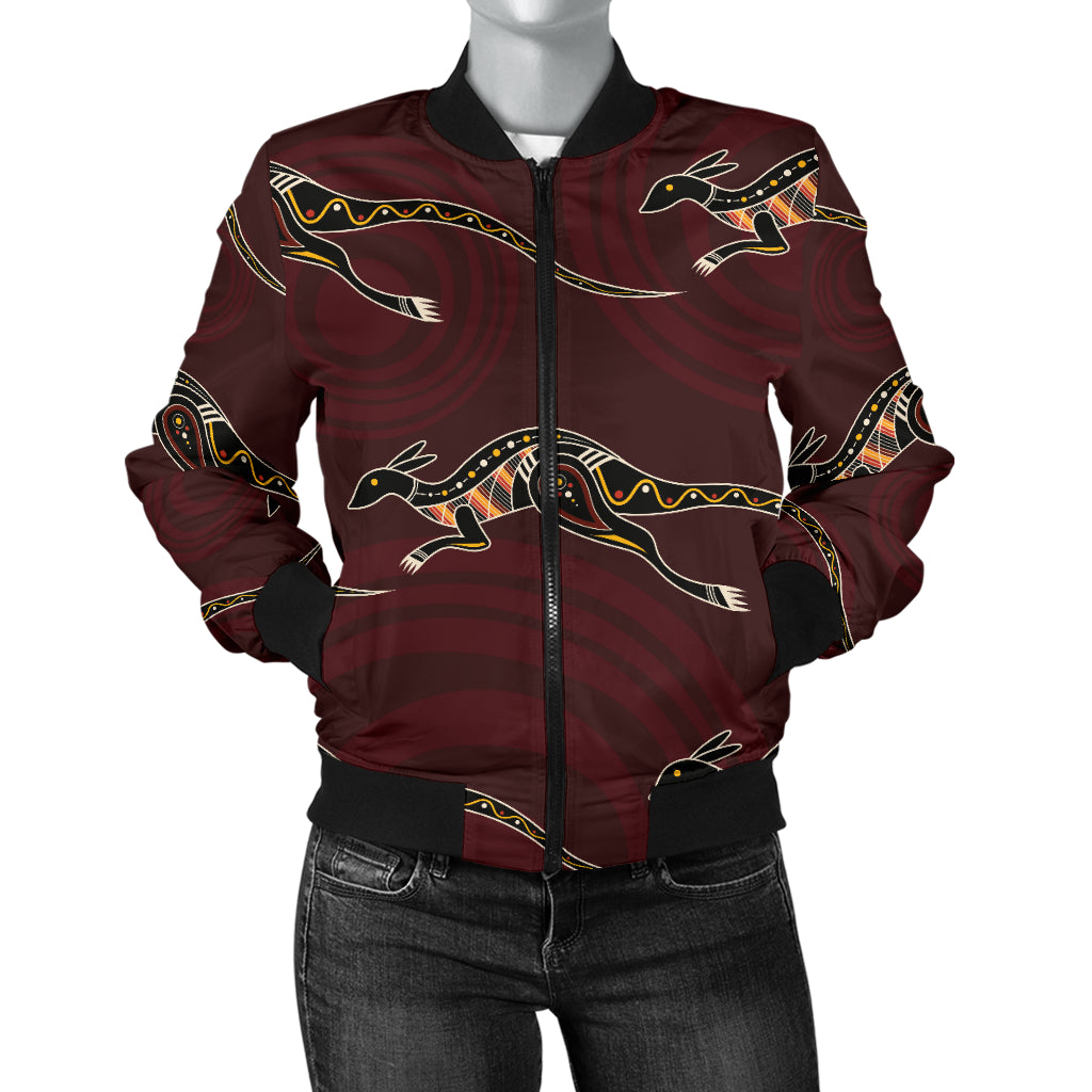 Kangaroos Pattern Print Design 05 Women's Bomber Jacket
