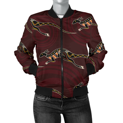Kangaroos Pattern Print Design 05 Women's Bomber Jacket