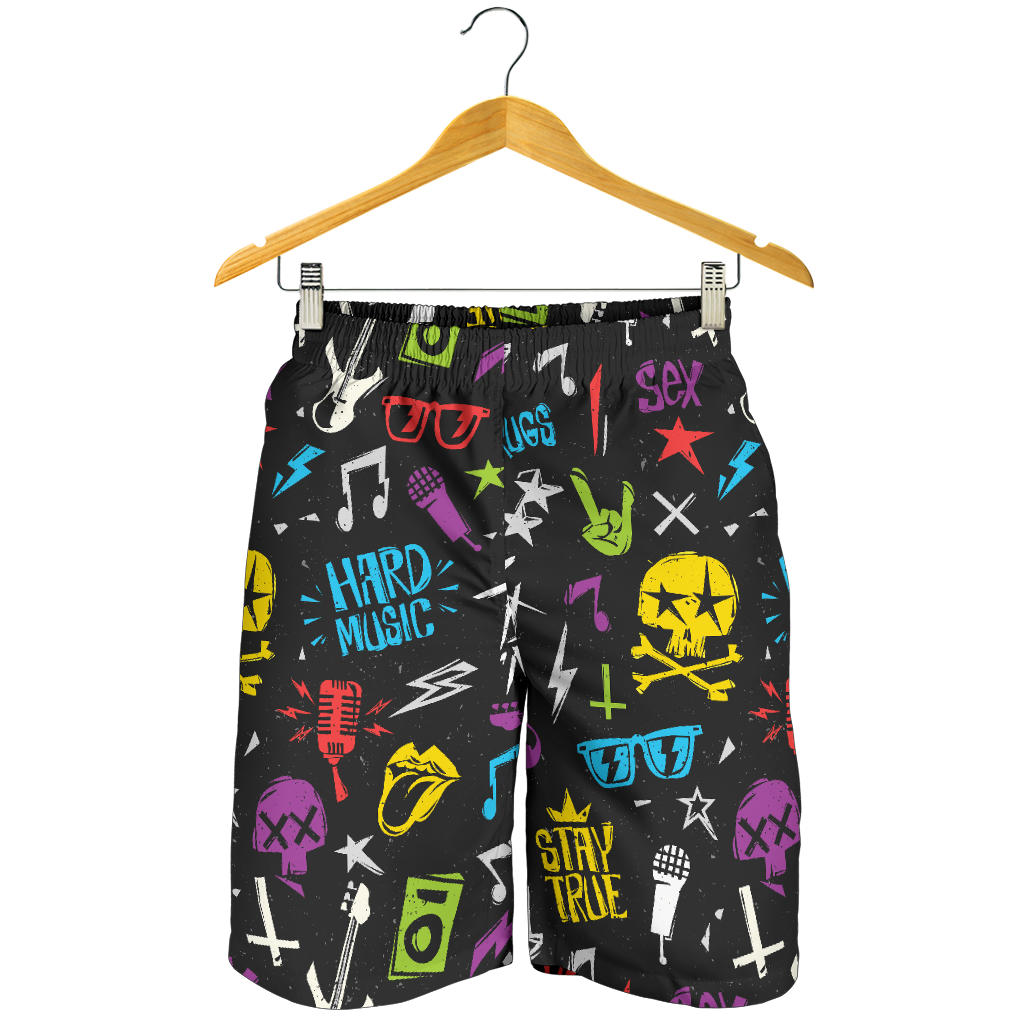 Rock and Roll Pattern Print Design A02 Mens Shorts