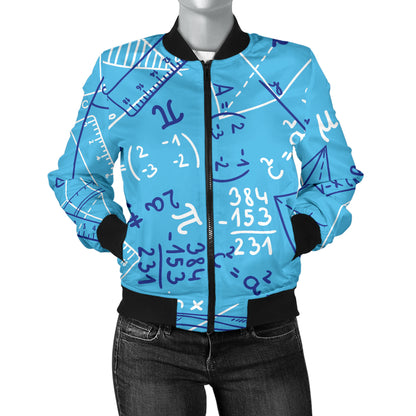 Math Pattern Print Design 02 Women's Bomber Jacket