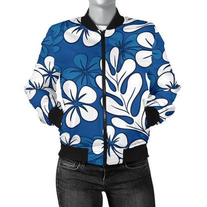 Plumeria Pattern Print Design PM015 Women Bomber Jacket