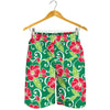 Red Hibiscus Pattern Print Design HB019 Mens Shorts