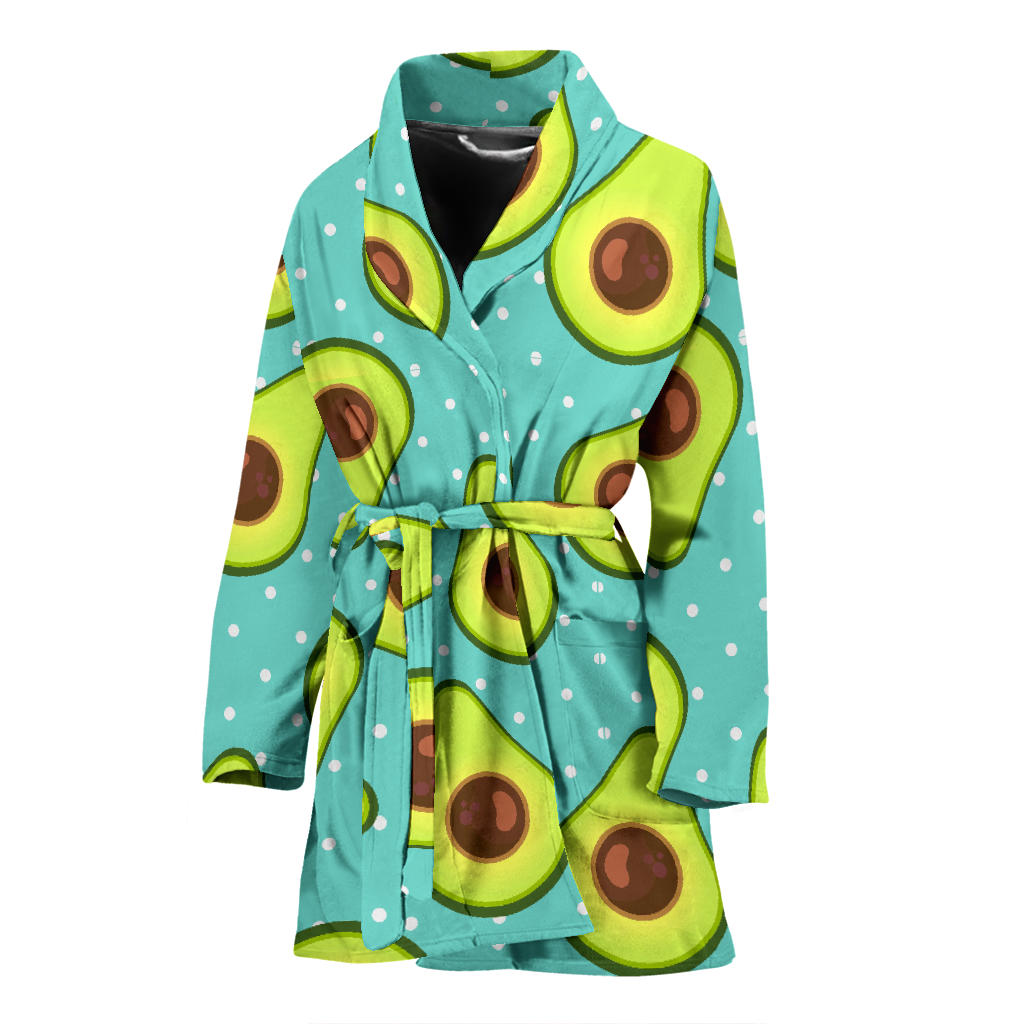 Avocado Pattern Print Design AC012 Women Bathrobe