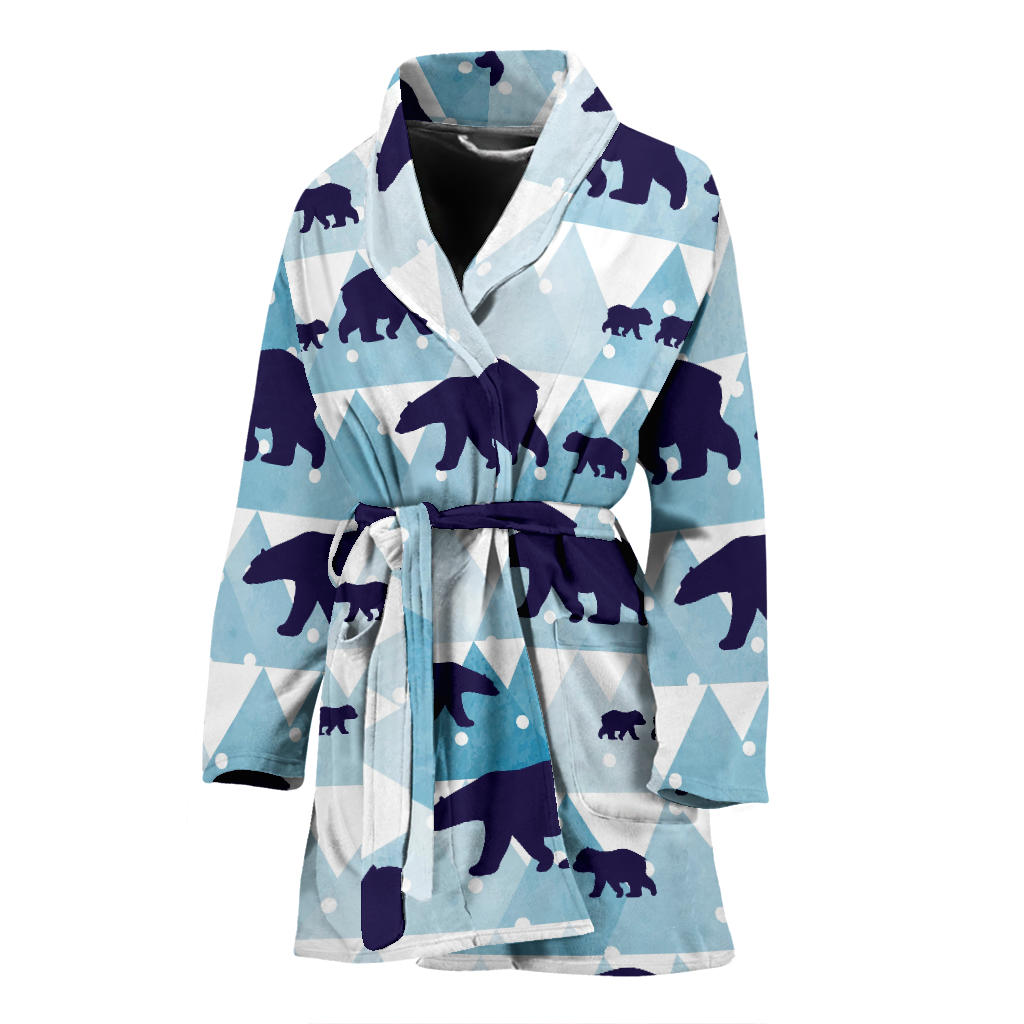 Bear Pattern Print Design BE01 Women Bathrobe