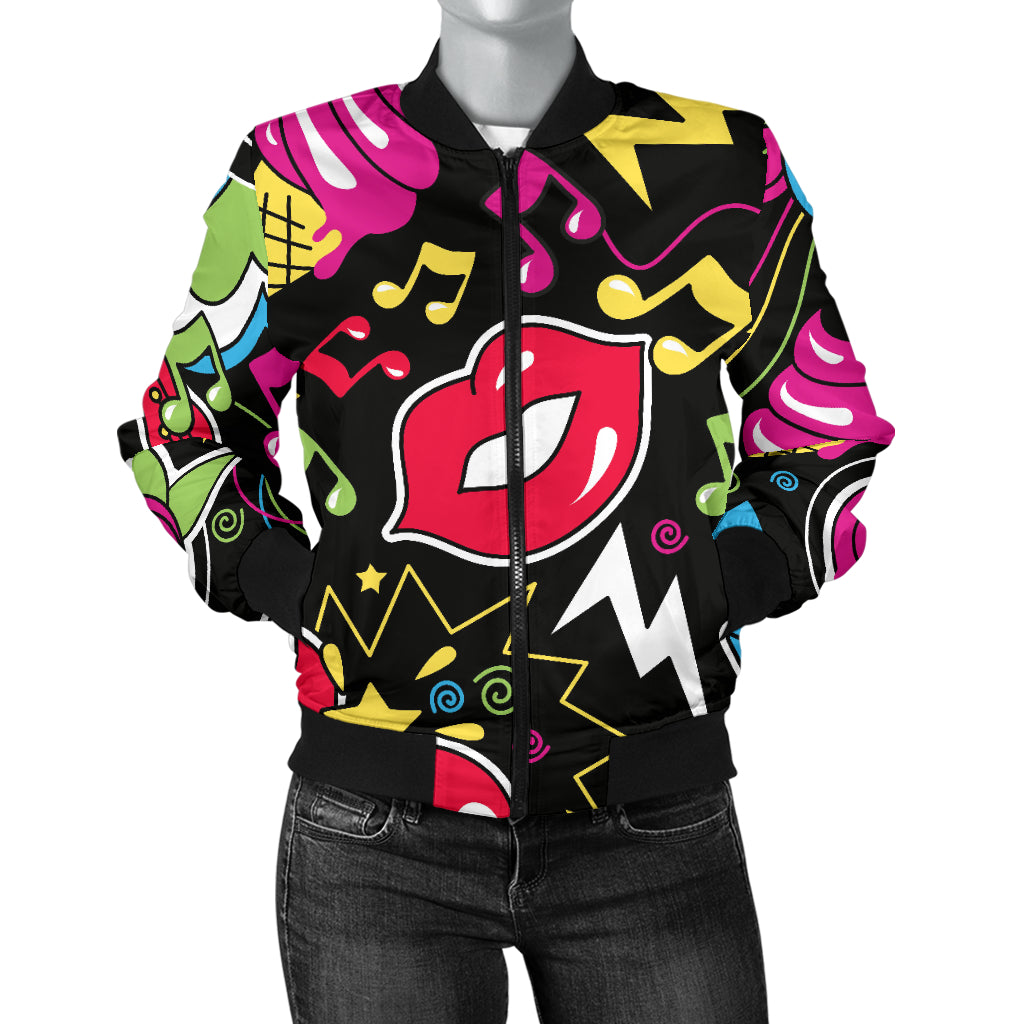 Pop Art Pattern Print Design A04 Women's Bomber Jacket