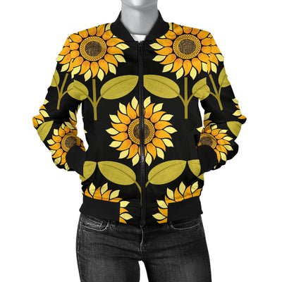 Sunflower Pattern Print Design SF015 Women Bomber Jacket