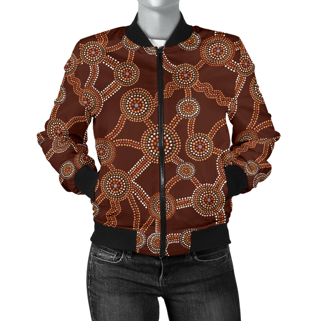 Aboriginal Pattern Print Design 03 Women's Bomber Jacket