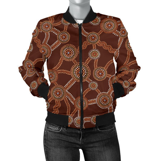 Aboriginal Pattern Print Design 03 Women's Bomber Jacket