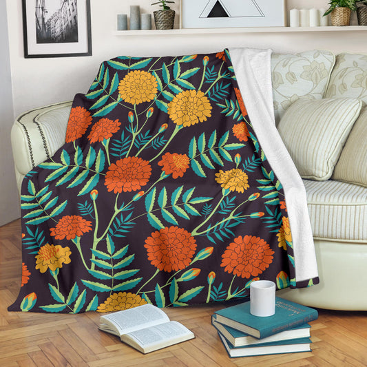Marigold Pattern Print Design MR01 Fleece Blanket