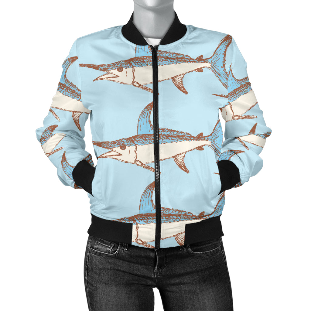 Swordfish Pattern Print Design 01 Women's Bomber Jacket