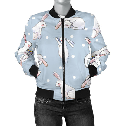 Rabbit Pattern Print Design RB06 Women Bomber Jacket
