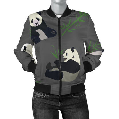 Panda Pattern Print Design A06 Women's Bomber Jacket