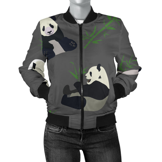 Panda Pattern Print Design A06 Women's Bomber Jacket