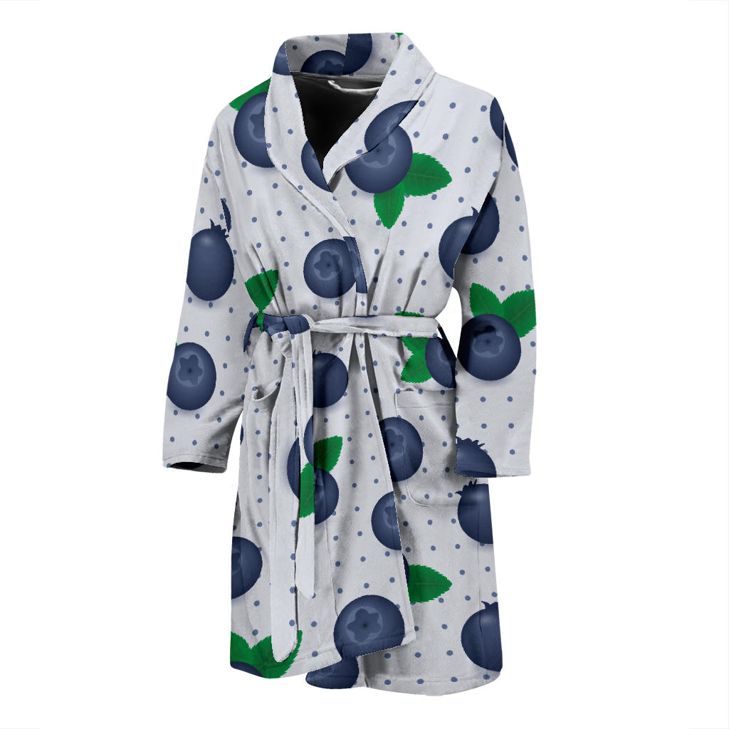 Blueberry Pattern Print Design BB02 Men Bathrobe