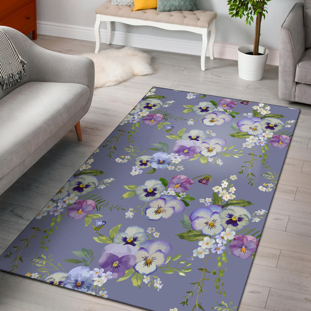Pansy Pattern Print Design PS05 Area Rugs