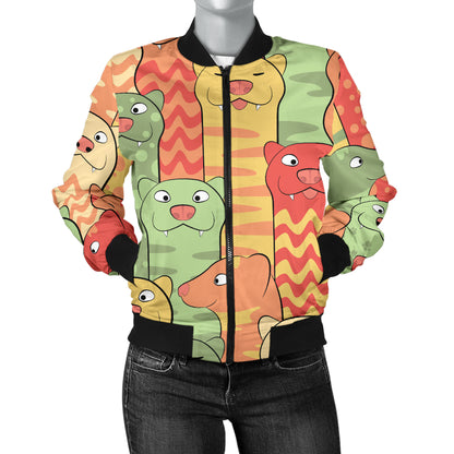 Ferret Pattern Print Design 01 Women's Bomber Jacket