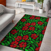 Red Hibiscus Embroidered Pattern Print Design HB032 Area Rugs