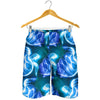 Blue Neon Sea Turtle Print Mens Shorts