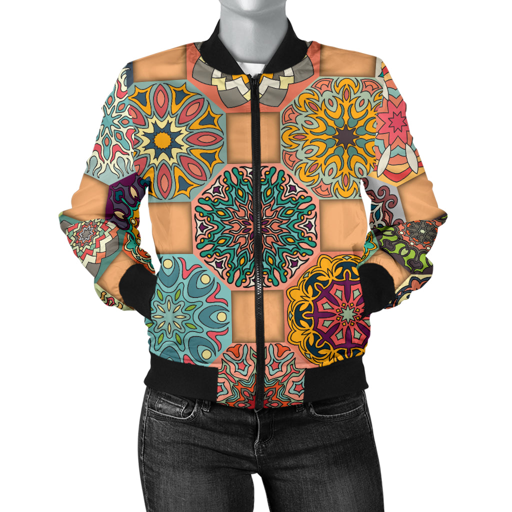 Boho Pattern Print Design 07 Women's Bomber Jacket