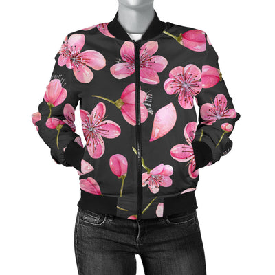 Apple blossom Pattern Print Design AB03 Women Bomber Jacket