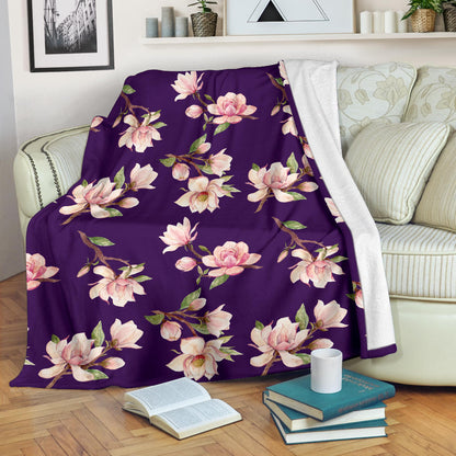 Magnolia Pattern Print Design MAG02 Fleece Blanket