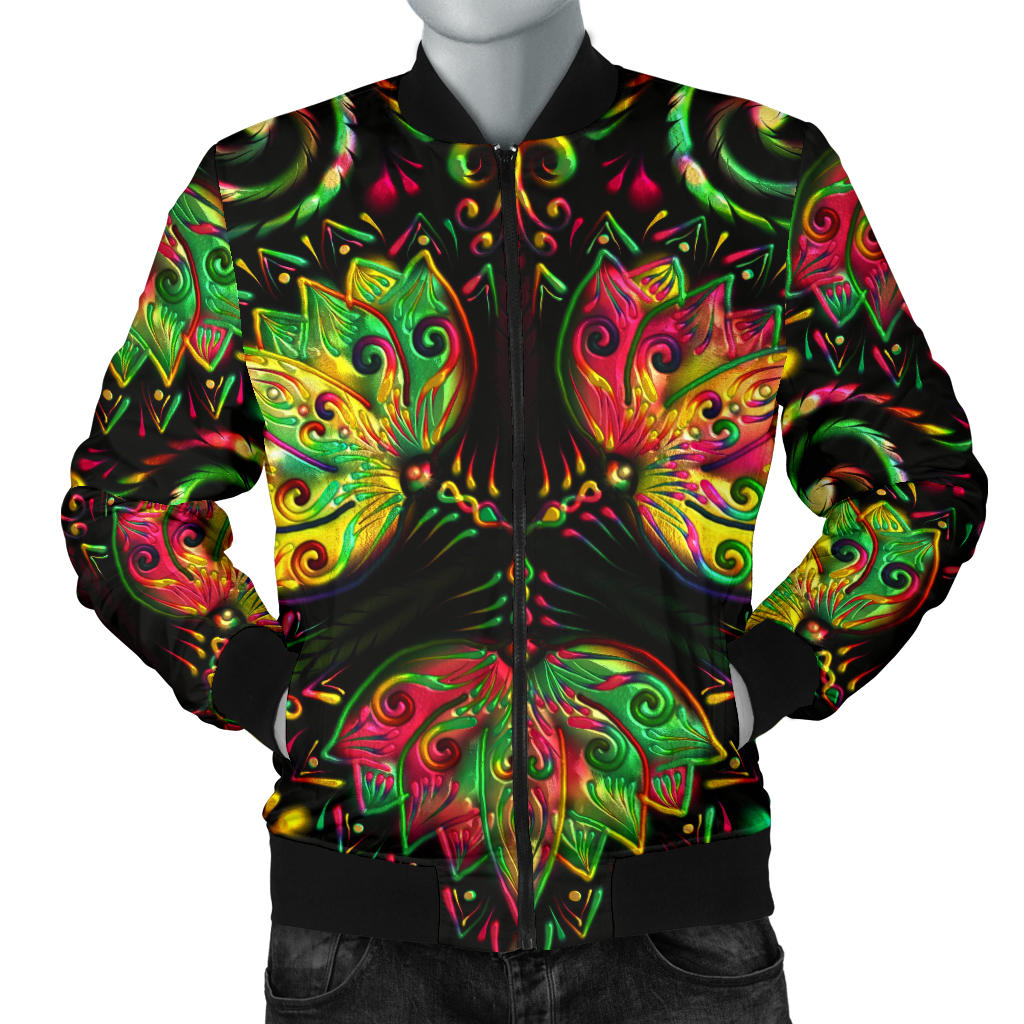 lotus Boho Pattern Print Design LO09 Men Bomber Jacket