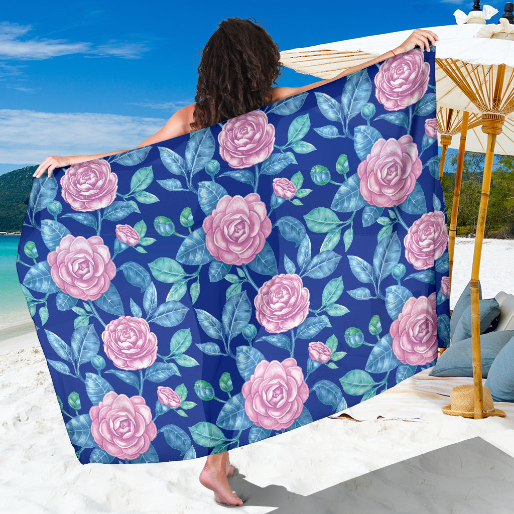 Camellia Pattern Print Design CM05 Sarong Pareo Wrap