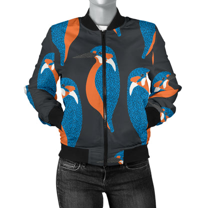 Kingfisher Pattern Print Design 03 Women's Bomber Jacket