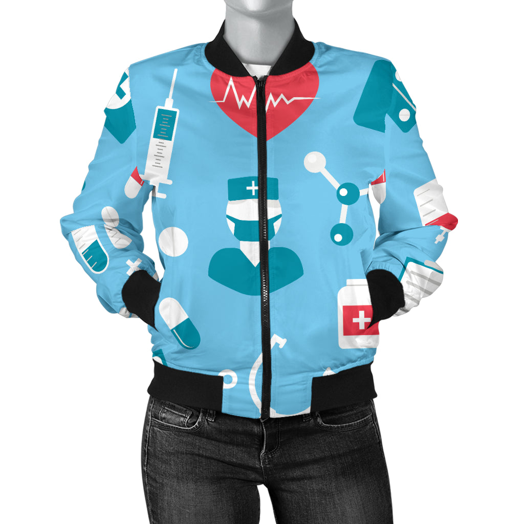 Nurse Pattern Print Design A03 Women's Bomber Jacket