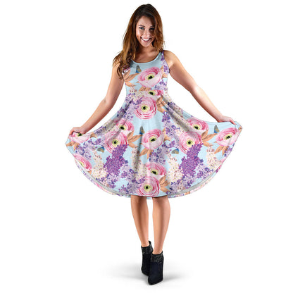 Lilac Pattern Print Design LI03 Midi Dress