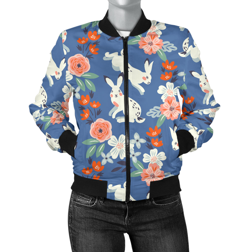 Bunny Pattern Print Design 07 Women's Bomber Jacket