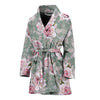 Rose White Pattern Print Design RO012 Women Bathrobe